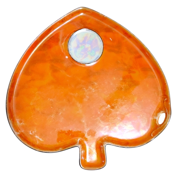 Vintage 1920s Atlas Lusterware Orange Playing Card Serving Plates China 4 Piece - Picture 3 of 13